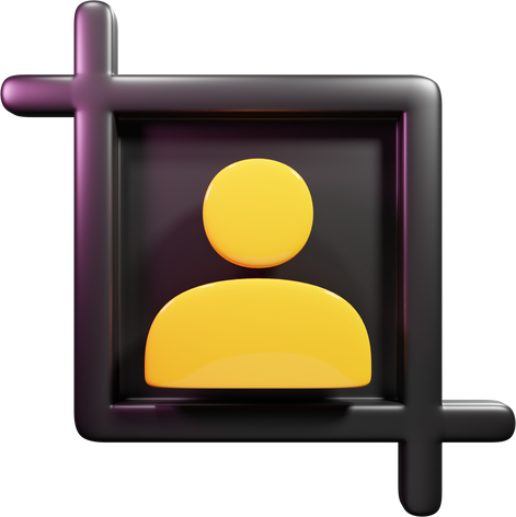 black and yellow photo potrait 3D UI Icon element
